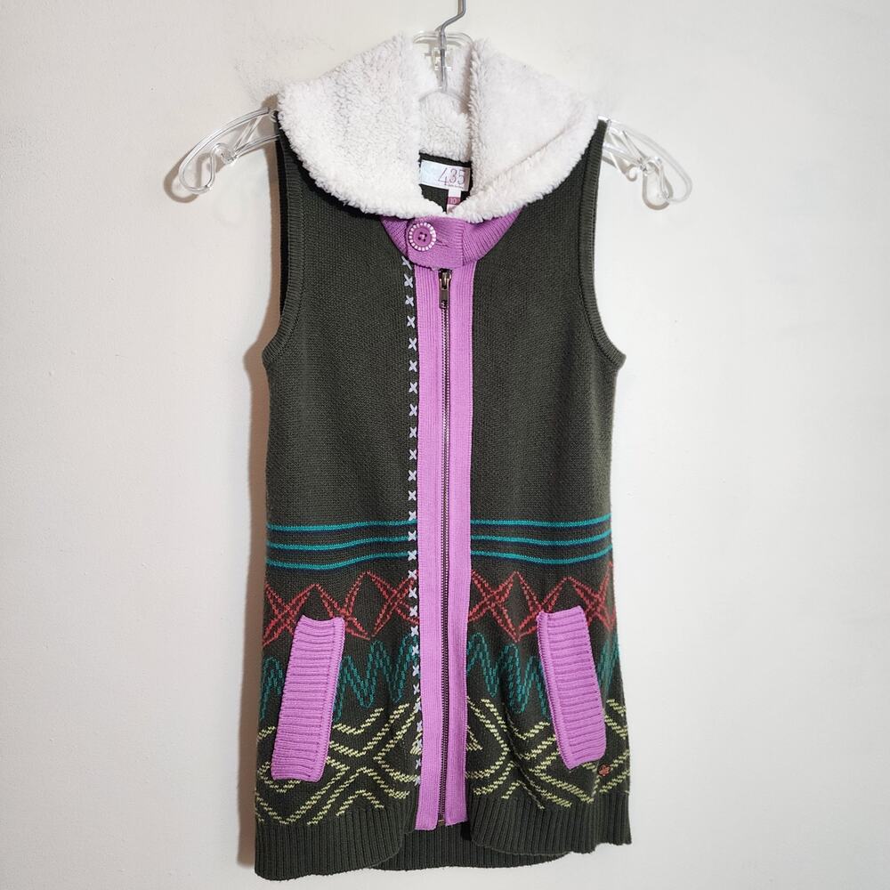 Matilda‎ Jane 435 Big Idea colorful full zip knit sweater vest girl's size 10